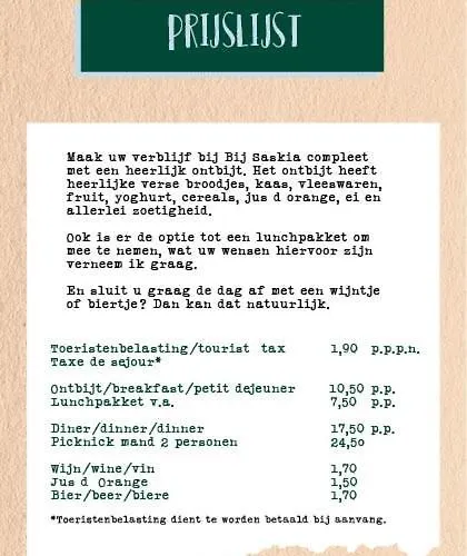 Bij Saskia Eten En Slapen *
